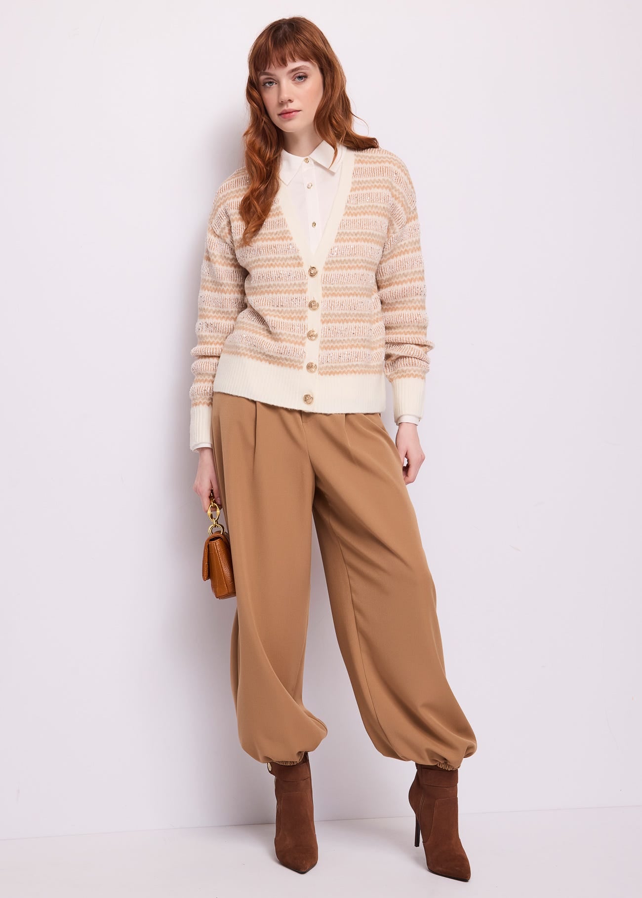 Cardigan a righe da donna con paillettes