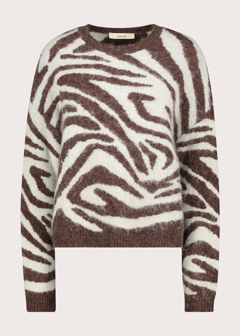 Maglia girocollo da donna in filato jacquard