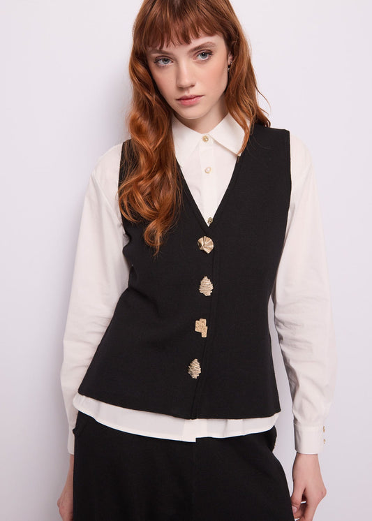 Gilet da donna con bottoni gioiello