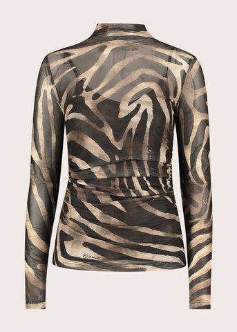 T-shirt animalier da donna con collo alto