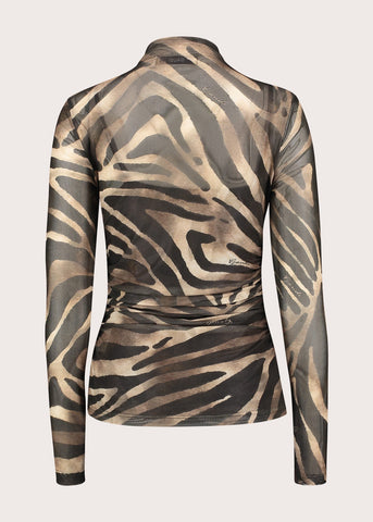 T-shirt animalier da donna con collo alto