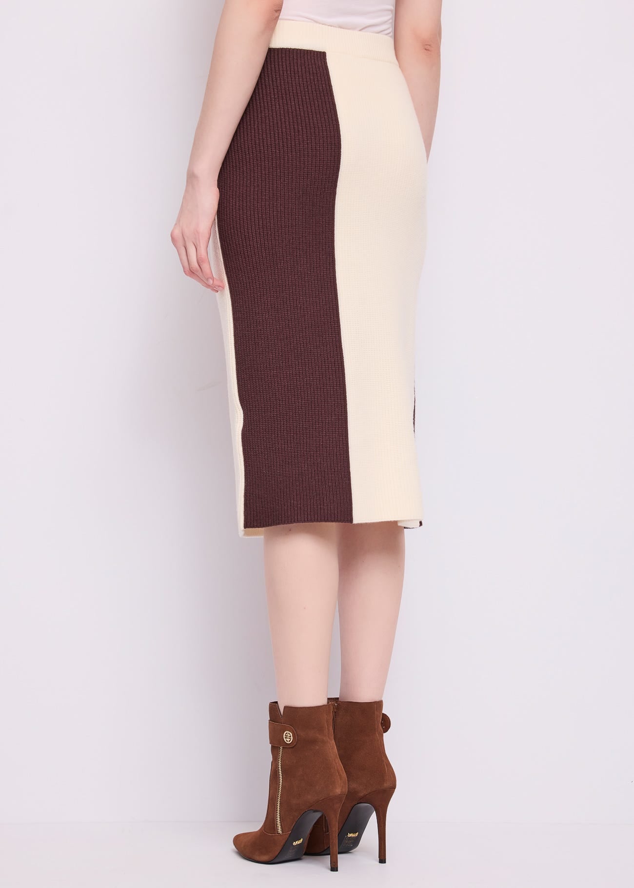 Gonna longuette in filato color block