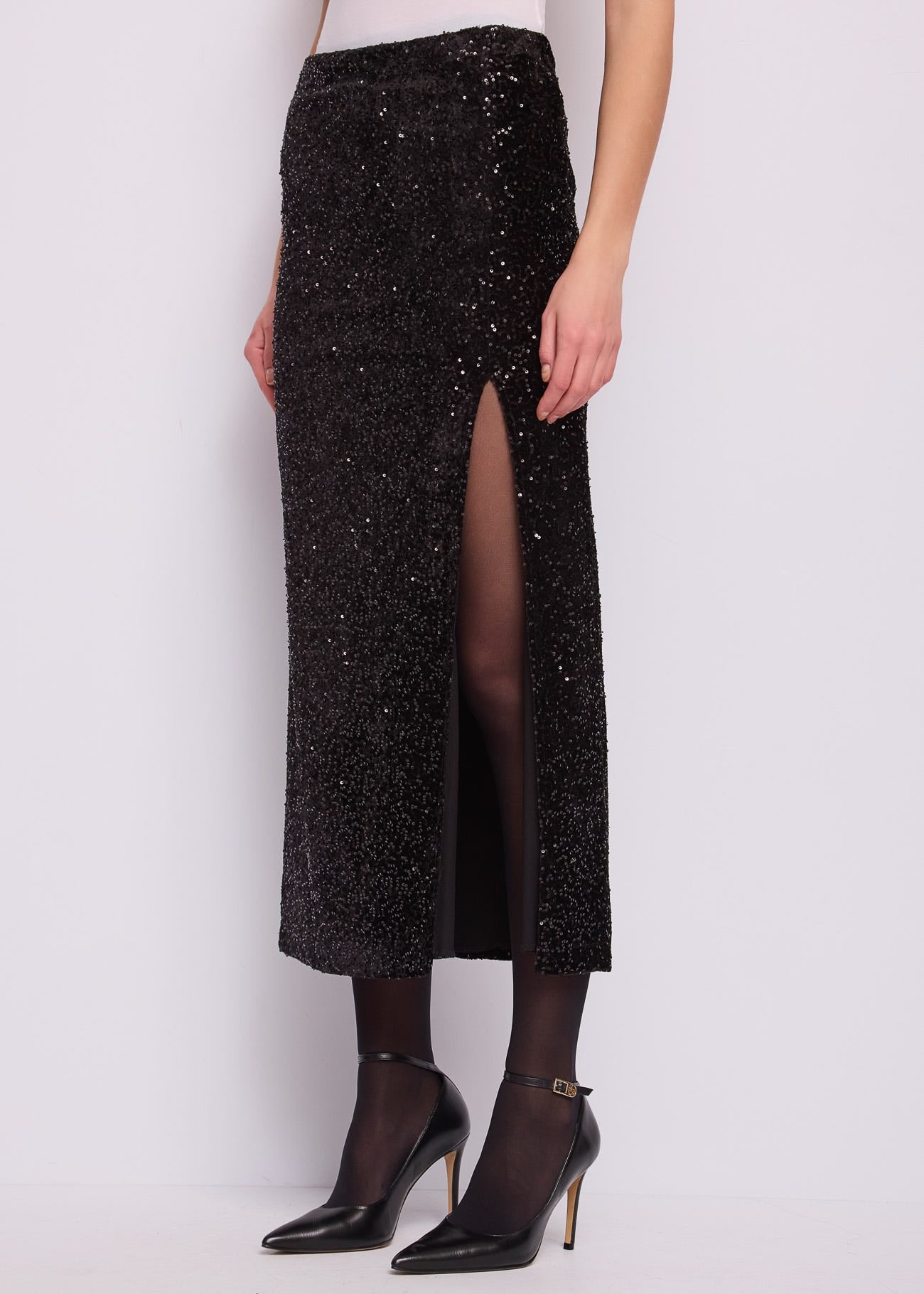 Gonna longuette con maxi spacco