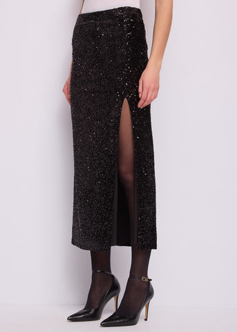 Gonna longuette con maxi spacco