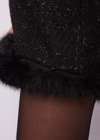 Minigonna lurex con ecopelliccia