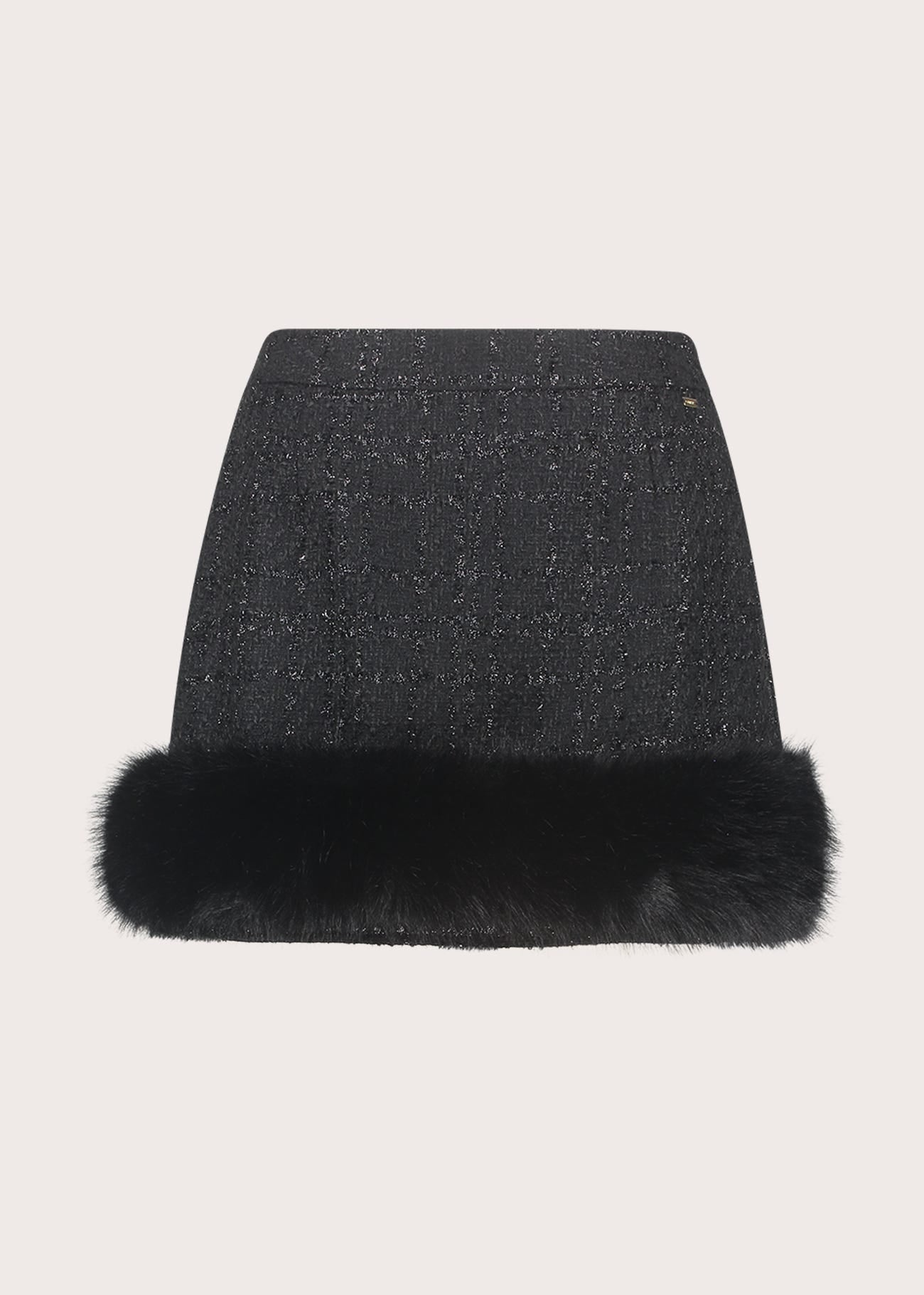 Minigonna lurex con ecopelliccia