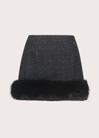 Minigonna lurex con ecopelliccia
