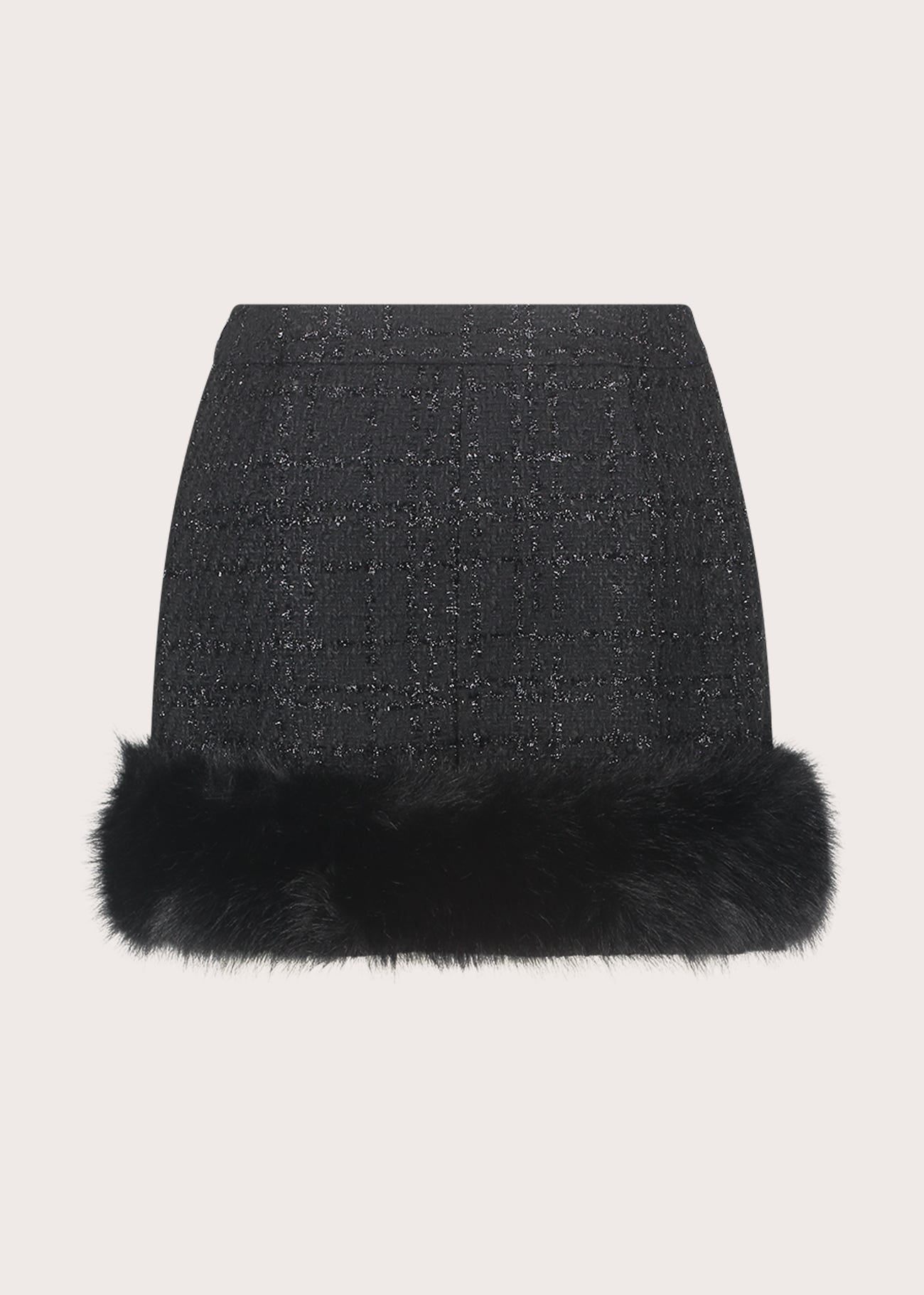 Minigonna lurex con ecopelliccia
