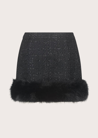 Minigonna lurex con ecopelliccia
