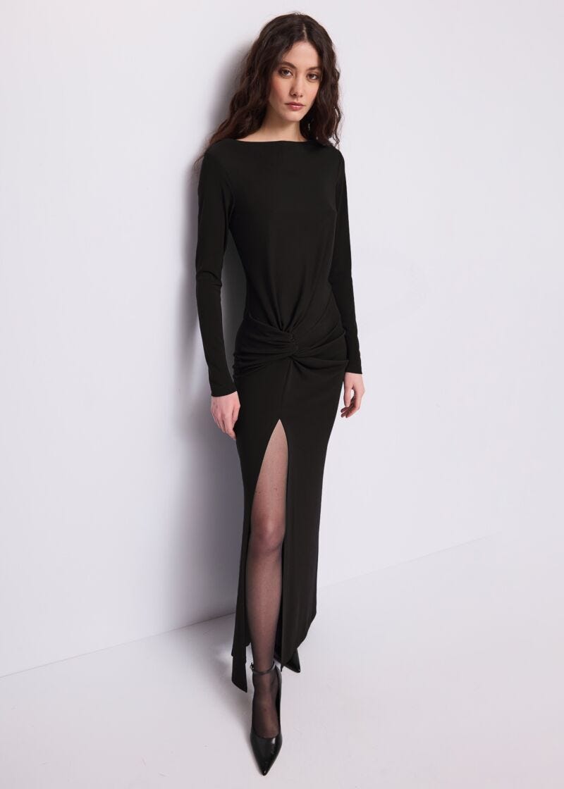 Abito lungo da donna con spacco - fronte