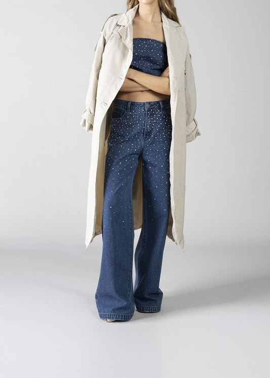 Jeans pantalone denim  con strass donna - art. 611DD26006 - Denny Rose Primavera Estate 2026