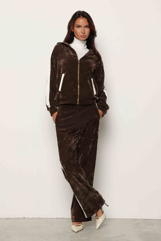 Felpa GIUFFRE in velluto con cappuccio più ricamo logo più bande laterali in raso art. RDA2501006016 Donna Relish Autunno Inverno 2025/2026