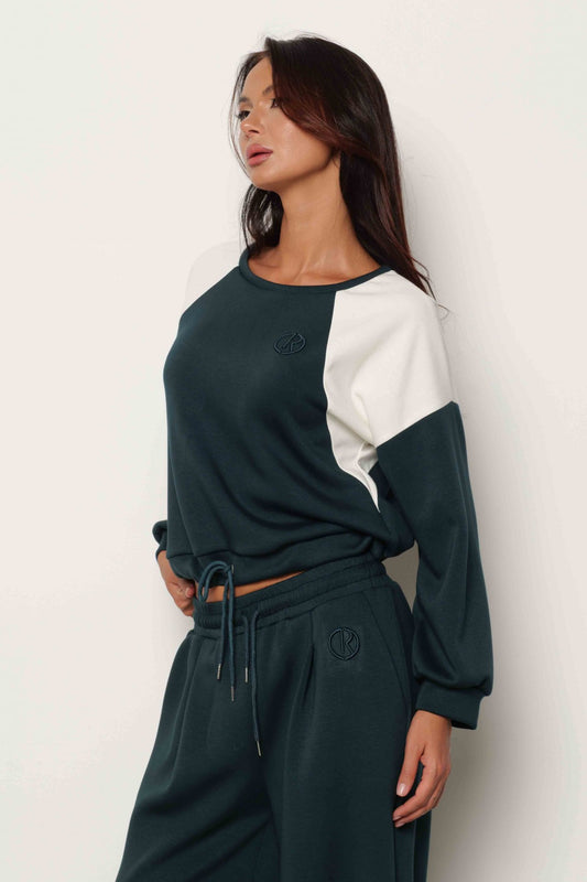 Felpa MUSSAIN manica lunga con Coulisse Fondo più Ricamo Logo Bicolore art. RDA2501091021 Donna Relish Autunno Inverno 2025/2026