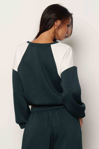 Felpa MUSSAIN manica lunga con Coulisse Fondo più Ricamo Logo Bicolore art. RDA2501091021 Donna Relish Autunno Inverno 2025/2026