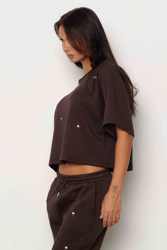 Felpa TROPICOL mezza manica con Ricamo Logo più Applicazioni art. RDA2501091023 Donna Relish Autunno Inverno 2025/2026