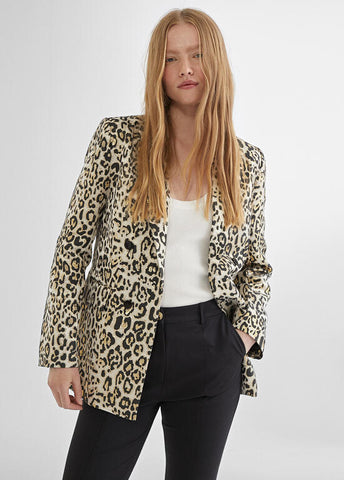 BLAZER DORATO CON STAMPA ANIMALIER - Lola Casademunt Primavera Estate  2024 - MS2402007