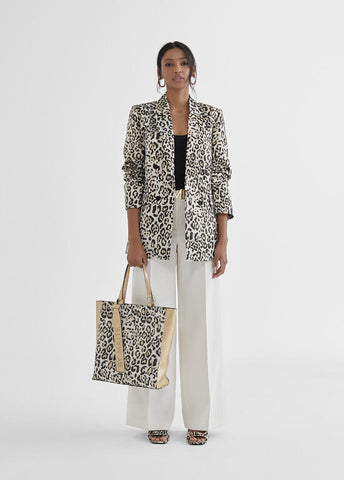 BLAZER DORATO CON STAMPA ANIMALIER - Lola Casademunt Primavera Estate  2024 - MS2402007