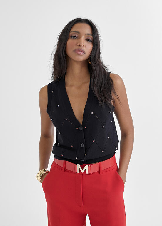 VEST WITH RHINESTONE - Lola Casademunt Spring Summer 2024 - MS2411009