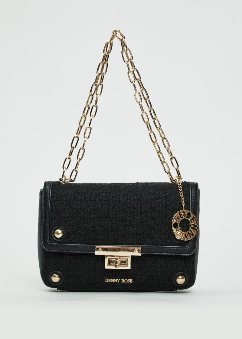 Borsa crossbody nera in tweed 511DR90008 Denny Rose