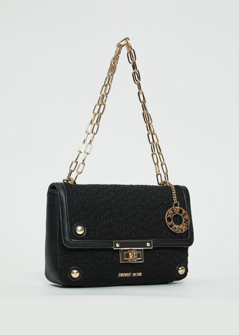 Borsa crossbody nera in tweed - art. 511DR90008 - Denny Rose Primavera Estate 2025 Donna