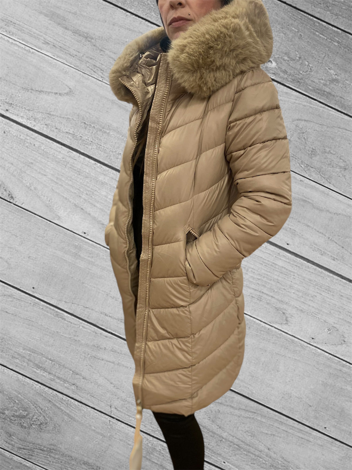 Women's hooded down jacket Autumn Winter 2023 A570 no brand 