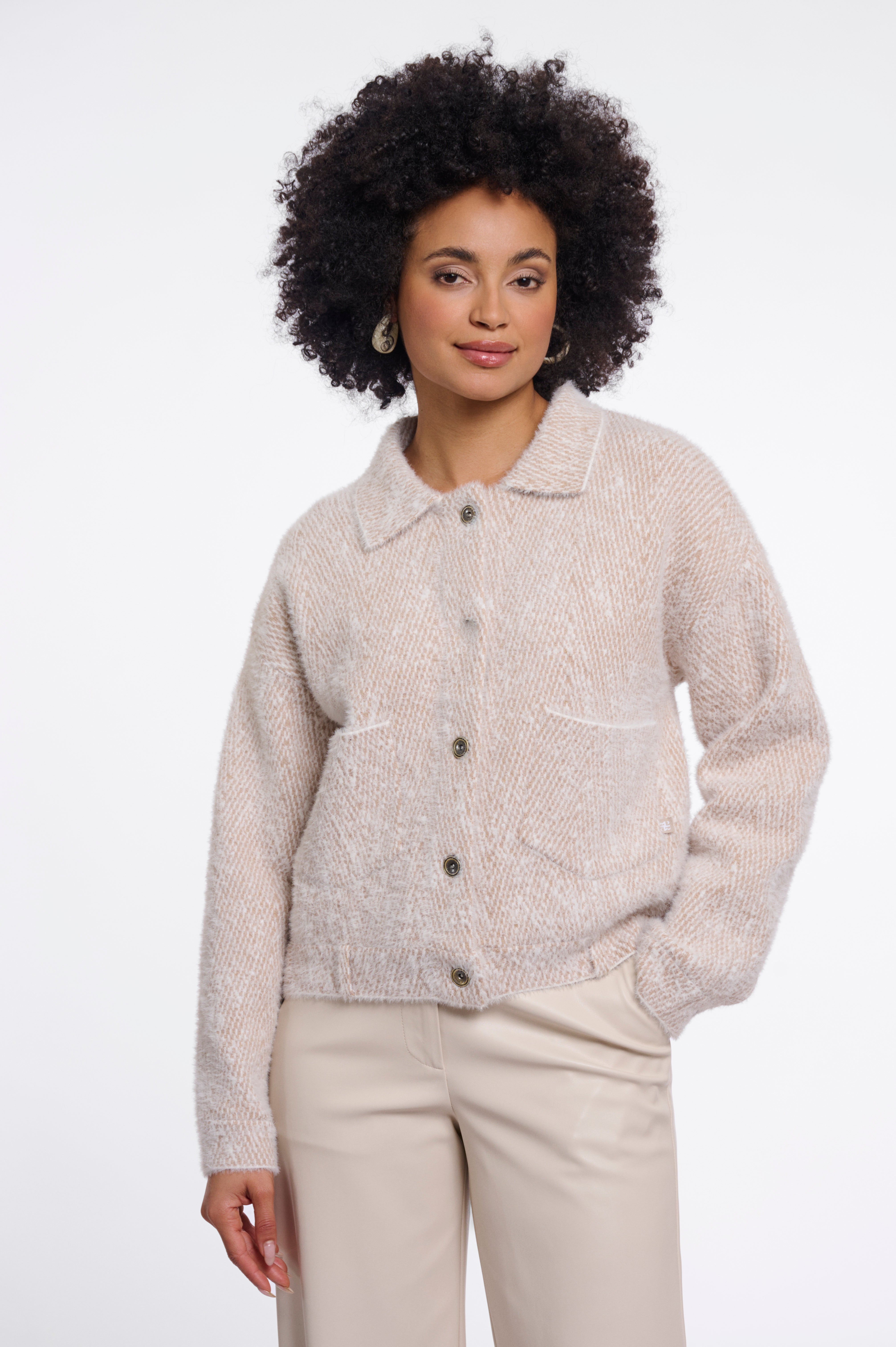 Giacca donna art. Bubbly Rino & Pelle Beige herringbone
