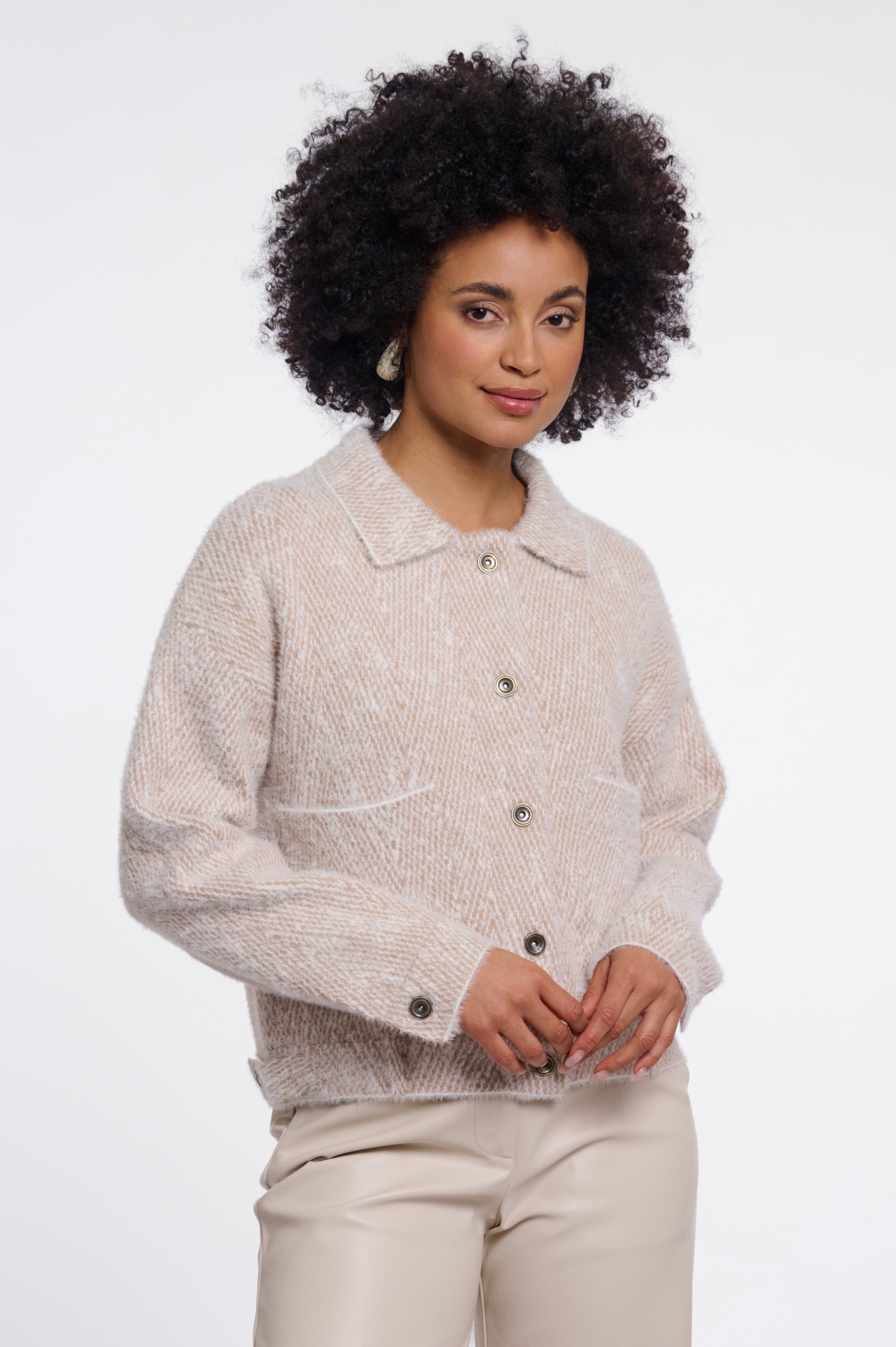 Giacca donna art. Bubbly Rino & Pelle Beige herringbone