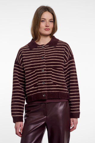 Giacca donna art. Bubbly Rino & Pelle Chocolate bean oat striped