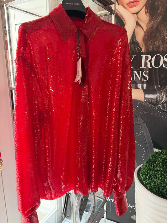 Camicia blazer over donna - art. 611DD44012 - Denny Rose Primavera Estate 2026 rosso