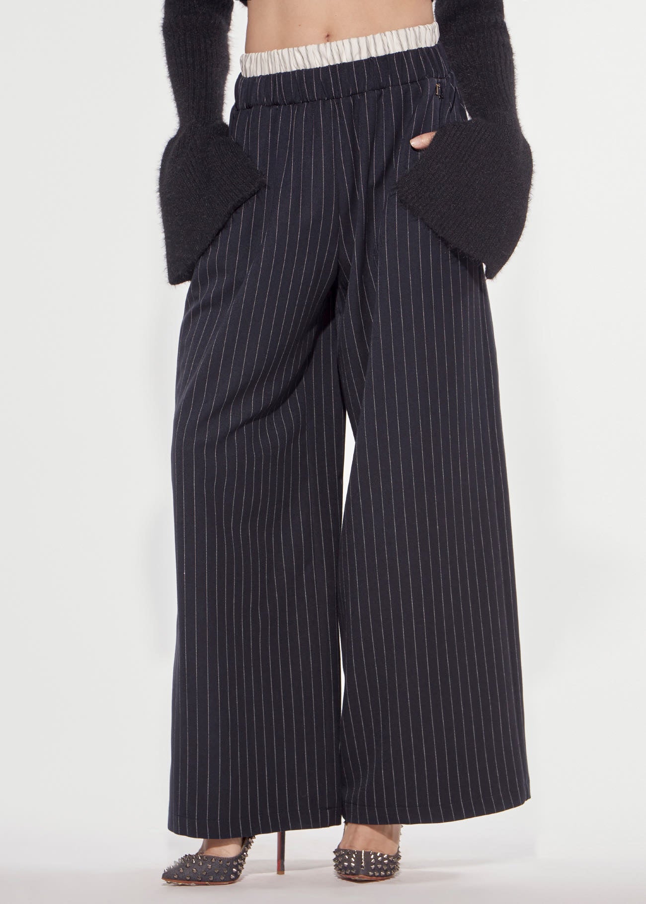 Pantalone wide gessato academy Denny Rose 621DD25015