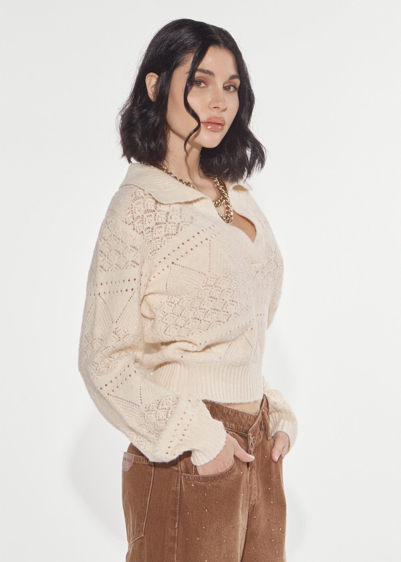 Maglia punto pizzo Angora