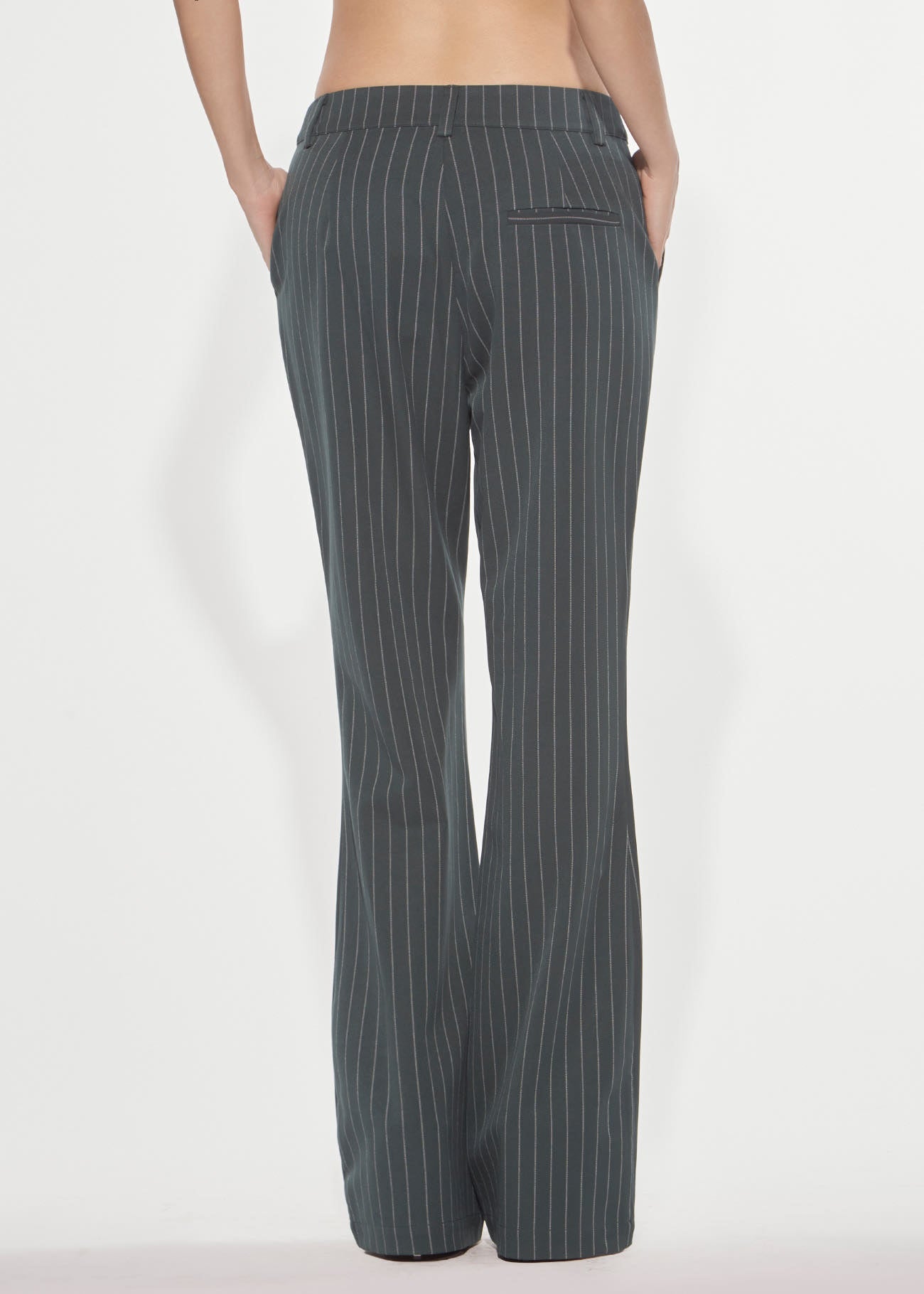 Pantalone flare gessato deep green Denny Rose 621DD25002