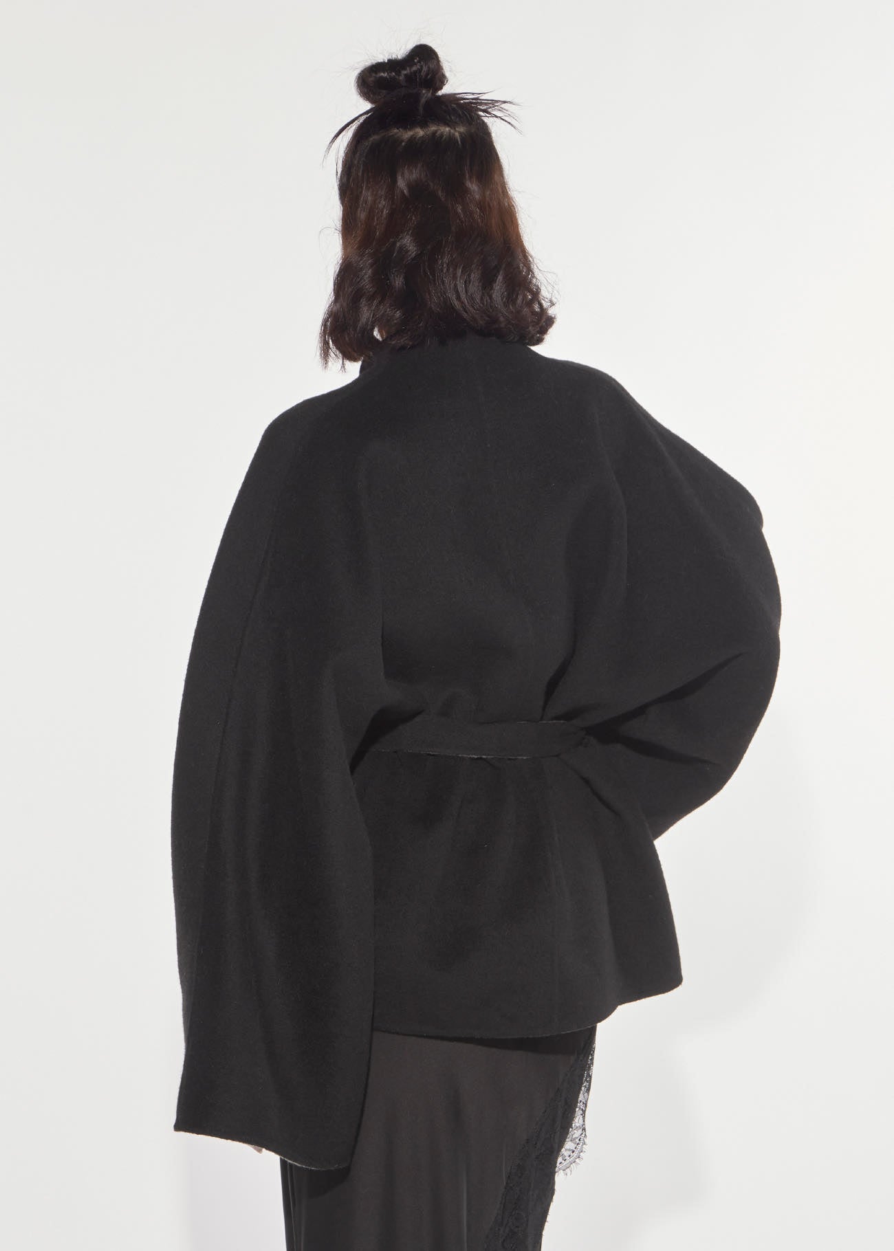 Caban kimono double-face grigio-nero Denny Rose 621DD35007
