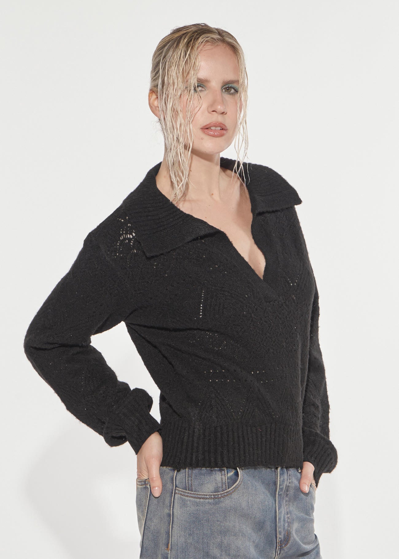 Maglia punto pizzo Black