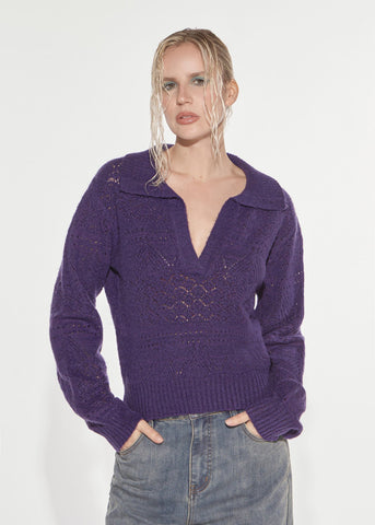 Maglia punto pizzo Purple