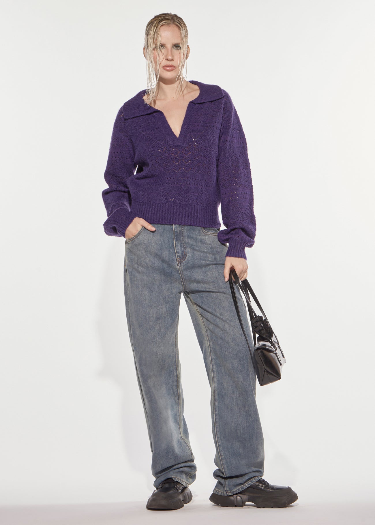 Maglia punto pizzo Purple