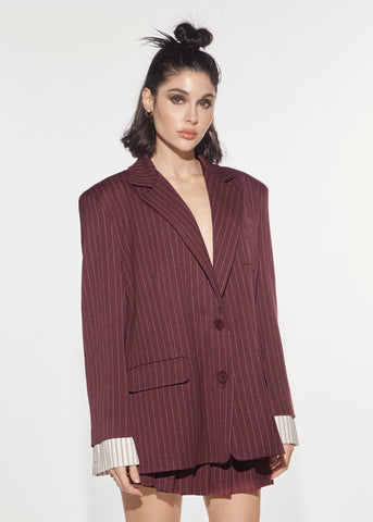 Blazer over Academy gessato red wine Denny Rose 621DD35025