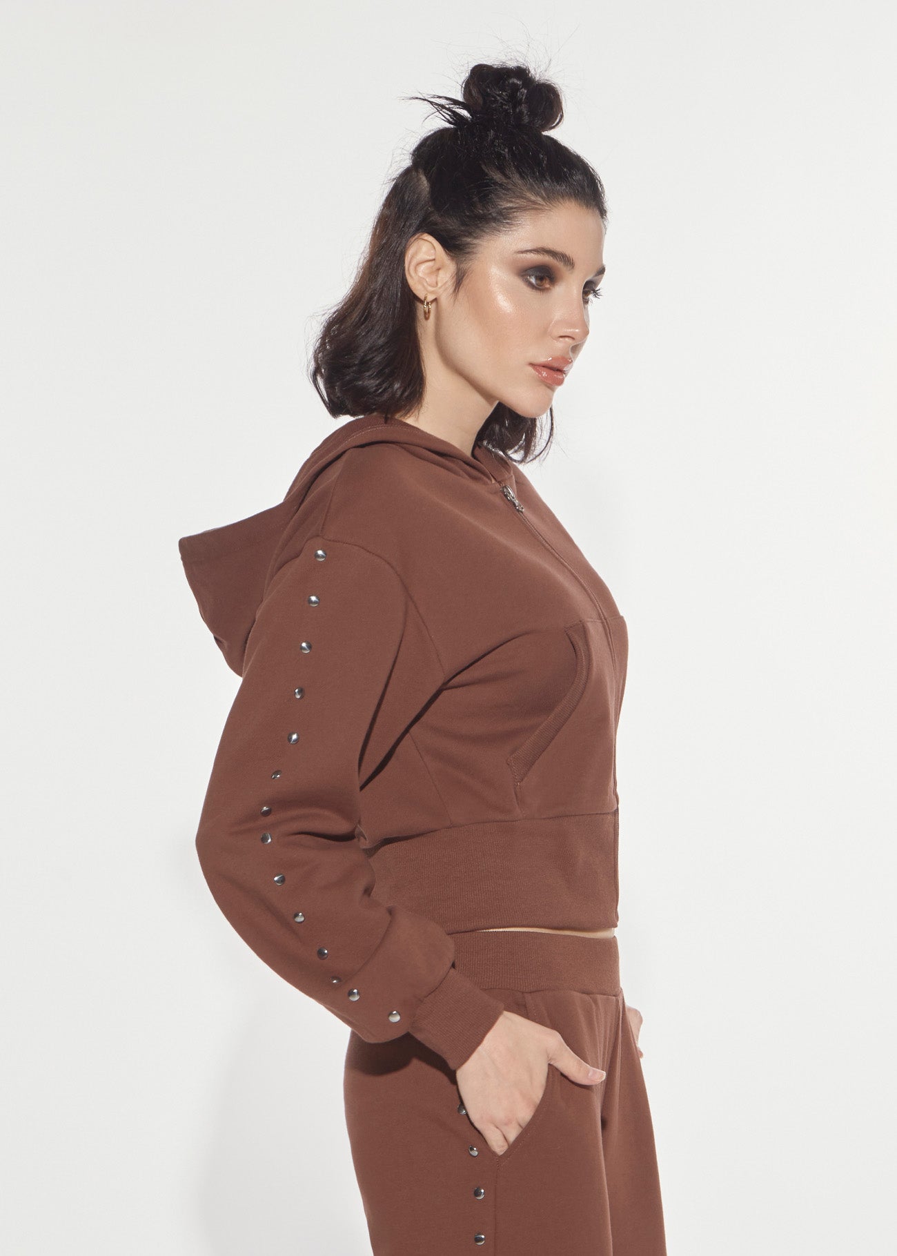 Felpa Eclectic zip borchie Denny Rose 621DD64010
