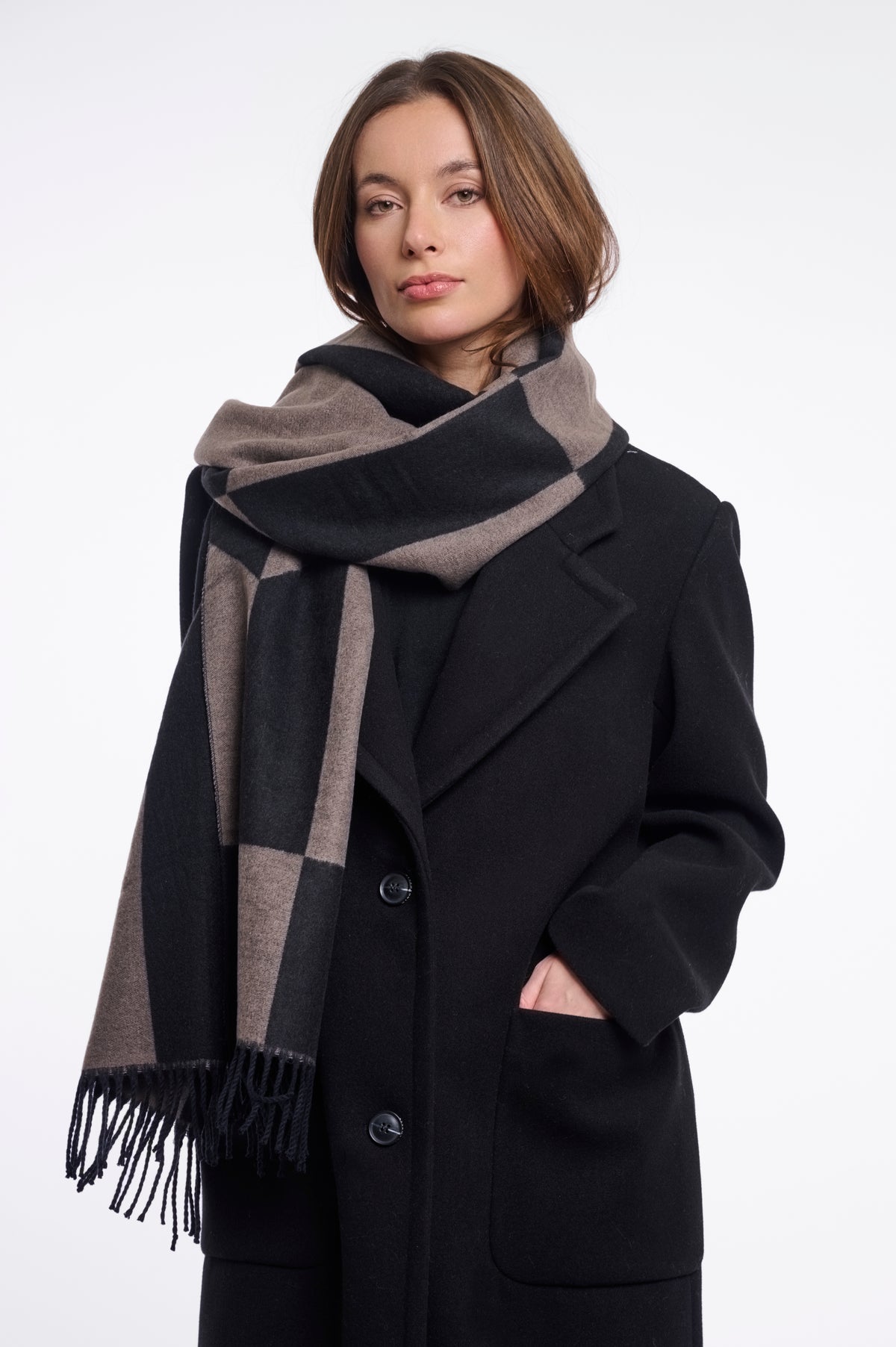 Sciarpa donna art. Esen Rino & Pelle Toffee black