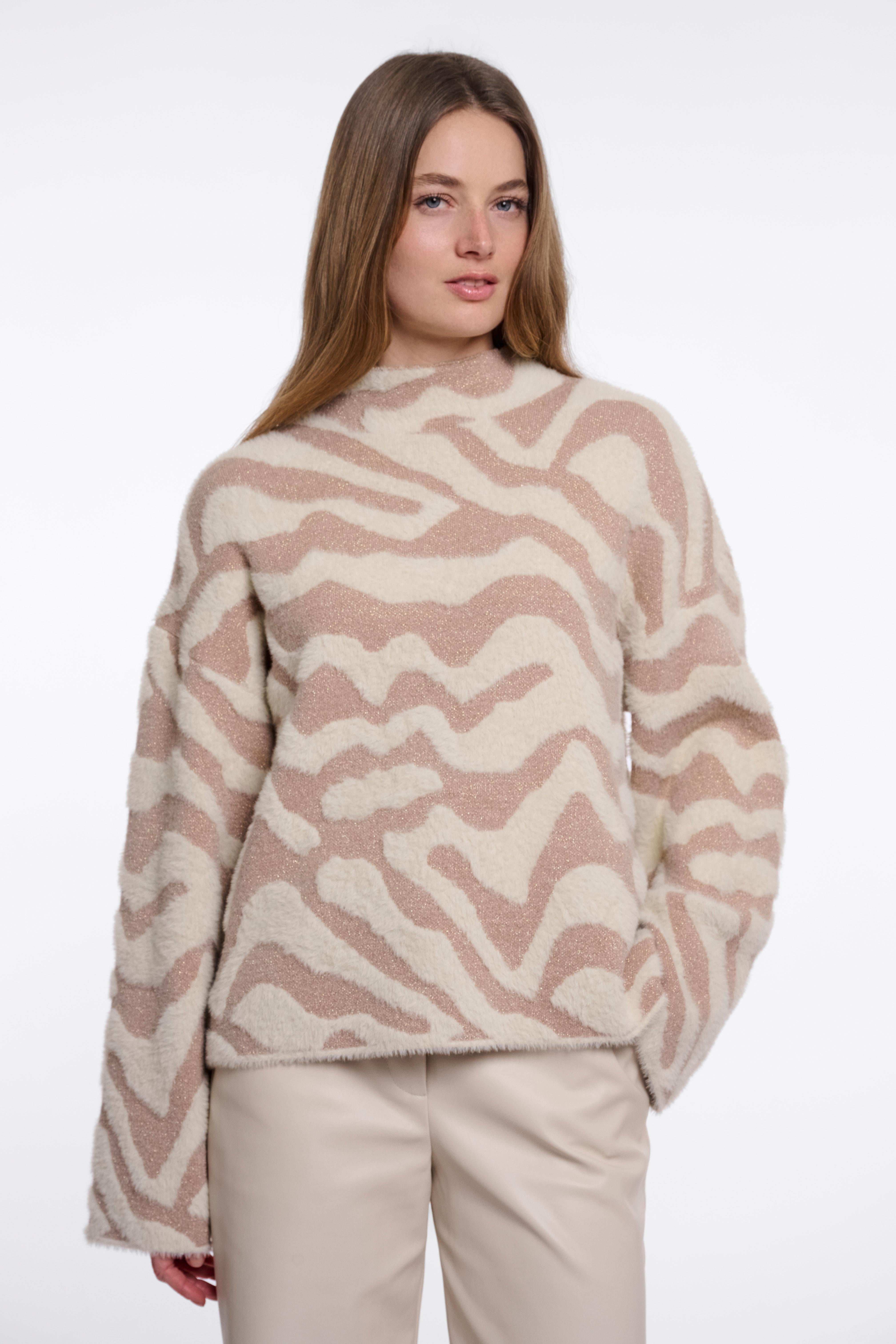 Maglione donna art. Etat Rino & Pelle Birch oat big zebra