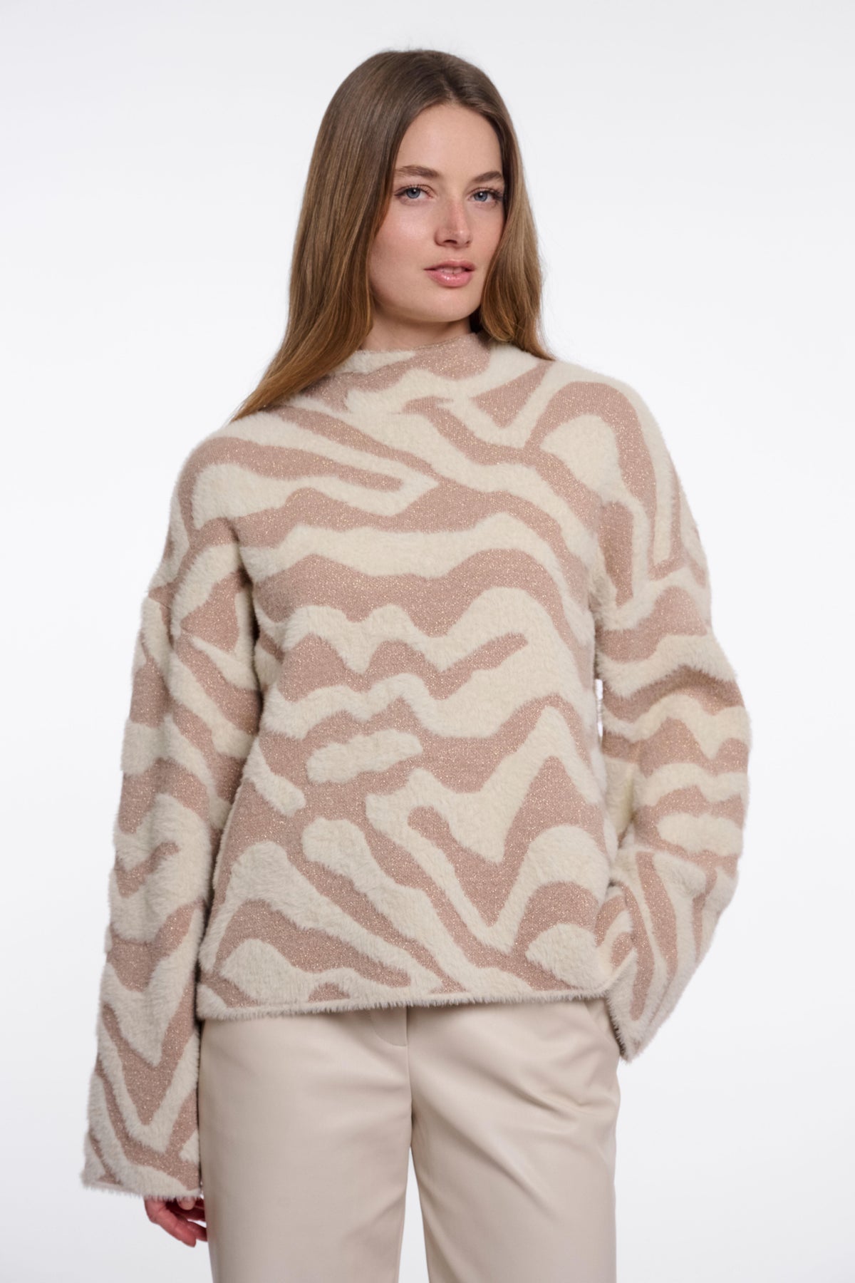 Maglione donna art. Etat Rino & Pelle Birch oat big zebra