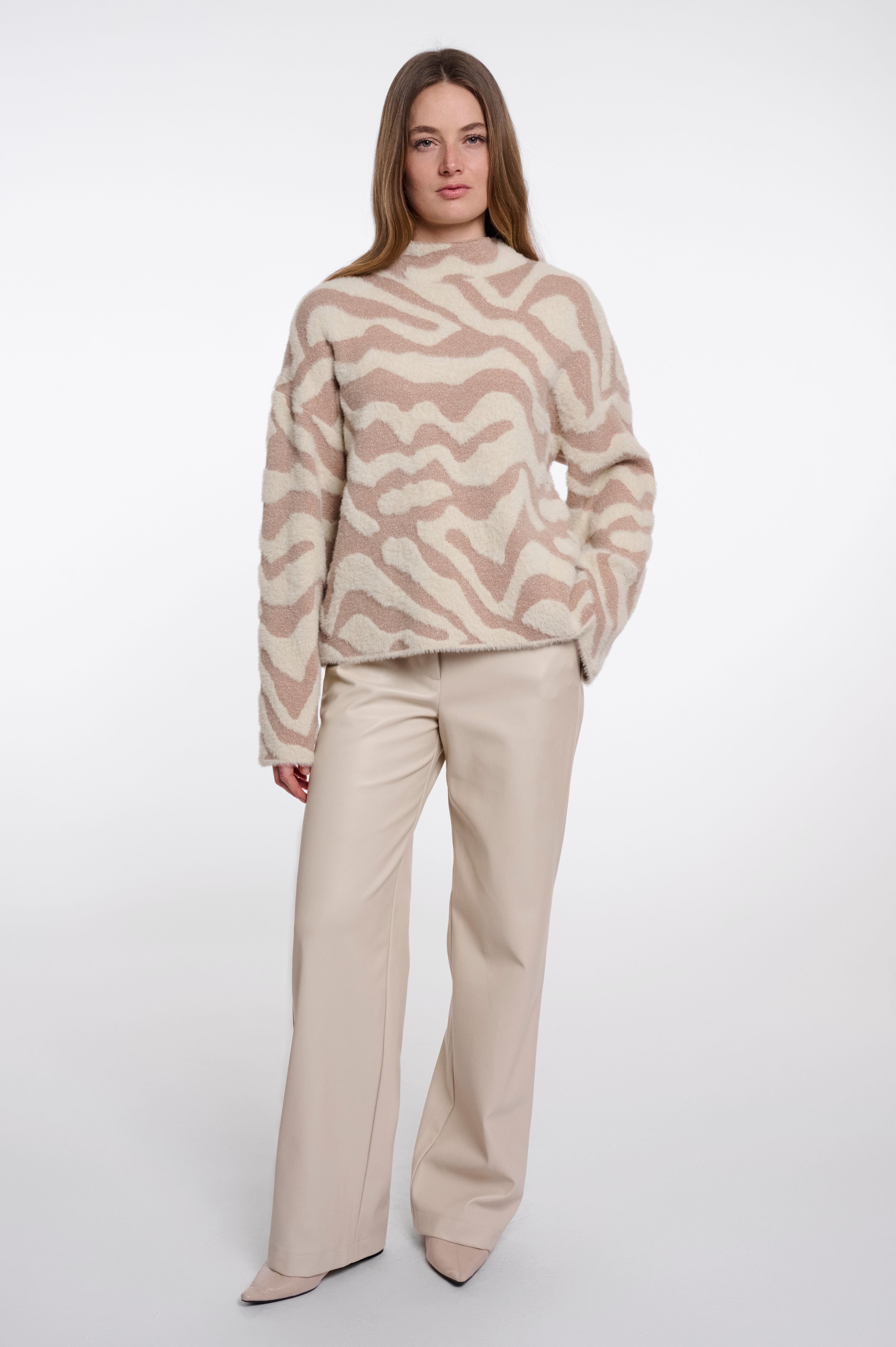 Maglione donna art. Etat Rino & Pelle Birch oat big zebra
