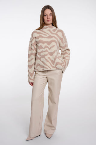 Maglione donna art. Etat Rino & Pelle Birch oat big zebra