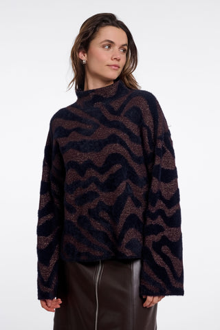 Maglione donna art. Etat Rino & Pelle Fudge black big zebra