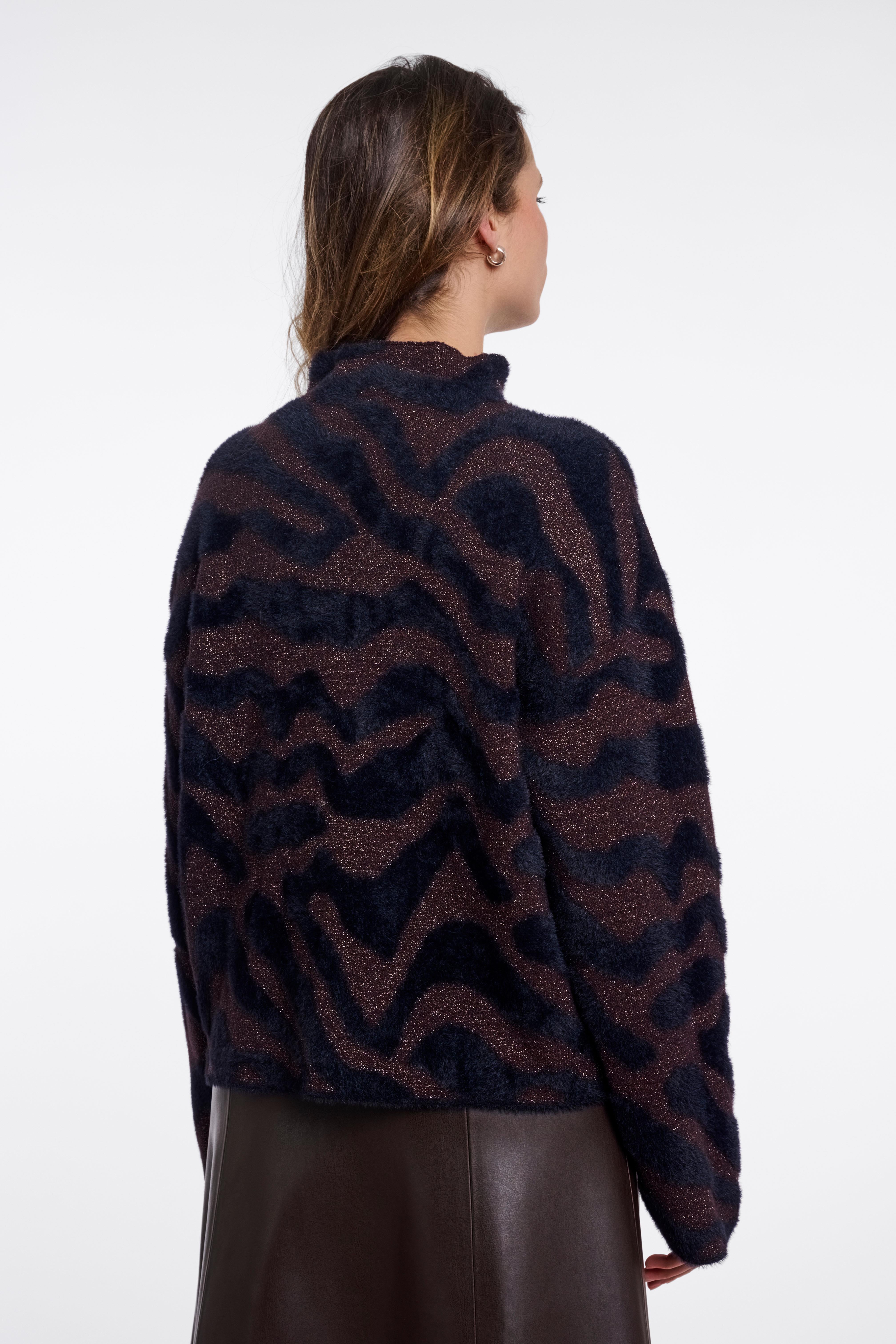 Maglione donna art. Etat Rino & Pelle Fudge black big zebra
