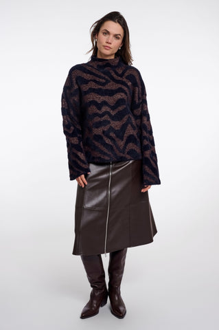 Maglione donna art. Etat Rino & Pelle Fudge black big zebra