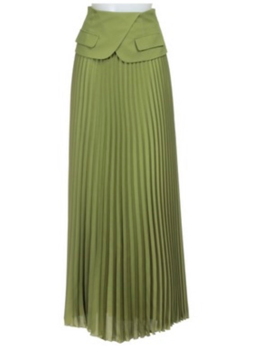 Plissettato a-Line Donna Gonna, Verde Plissettato a-Line Donna Gonna, Verde
