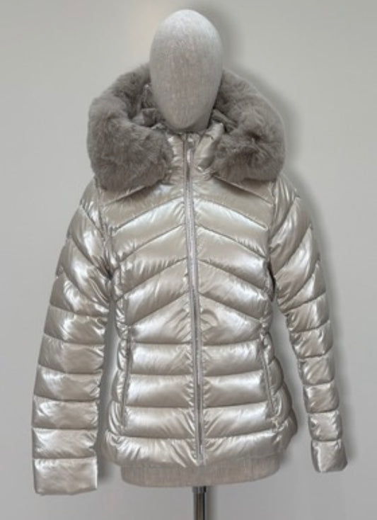 Piumino corto cappuccio in ecopelo - art. 521ND35003 - Denny Rose Autunno Inverno 2025/26