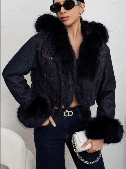 Giacca jeans con pelliccia donna Autunno Inverno 2025/26 A701 no brand