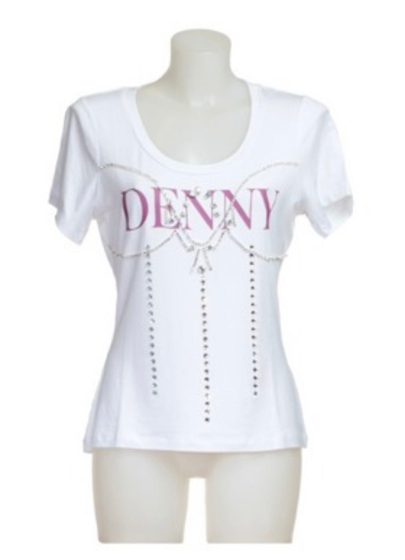 T-shirt con strass  - art. 521DD64004- Denny Rose Autunno Inverno 2025/26